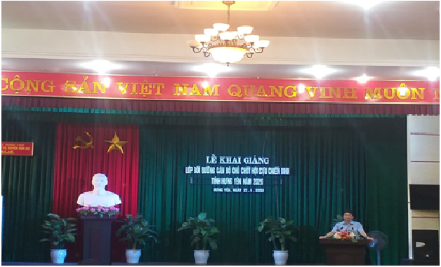  Khai giảng lớp bồi dưỡng nghiệp vụ cho cán bộ Hội Cựu chiến binh tỉnh Hưng Yên năm 2020