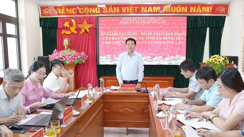 Tổ giám sát số 01- Đoàn giám sát số 693 của Ban Thường vụ Tỉnh ủy làm việc với Đảng ủy xã Phạm Ngũ Lão