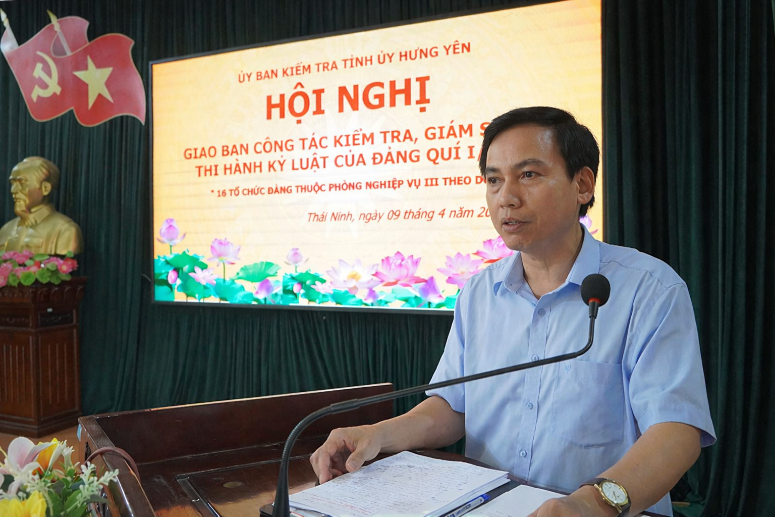  Hội nghị giao ban công tác kiểm tra, giám sát Quý I năm 2026 tại Đảng ủy xã Thái Ninh