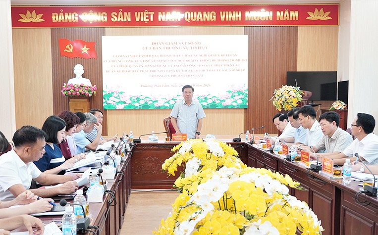  Tổ giám sát số 1- Đoàn Giám sát 693 của Ban Thường vụ Tỉnh ủy làm việc với Ban Thường vụ Đảng ủy phường Trần Lãm